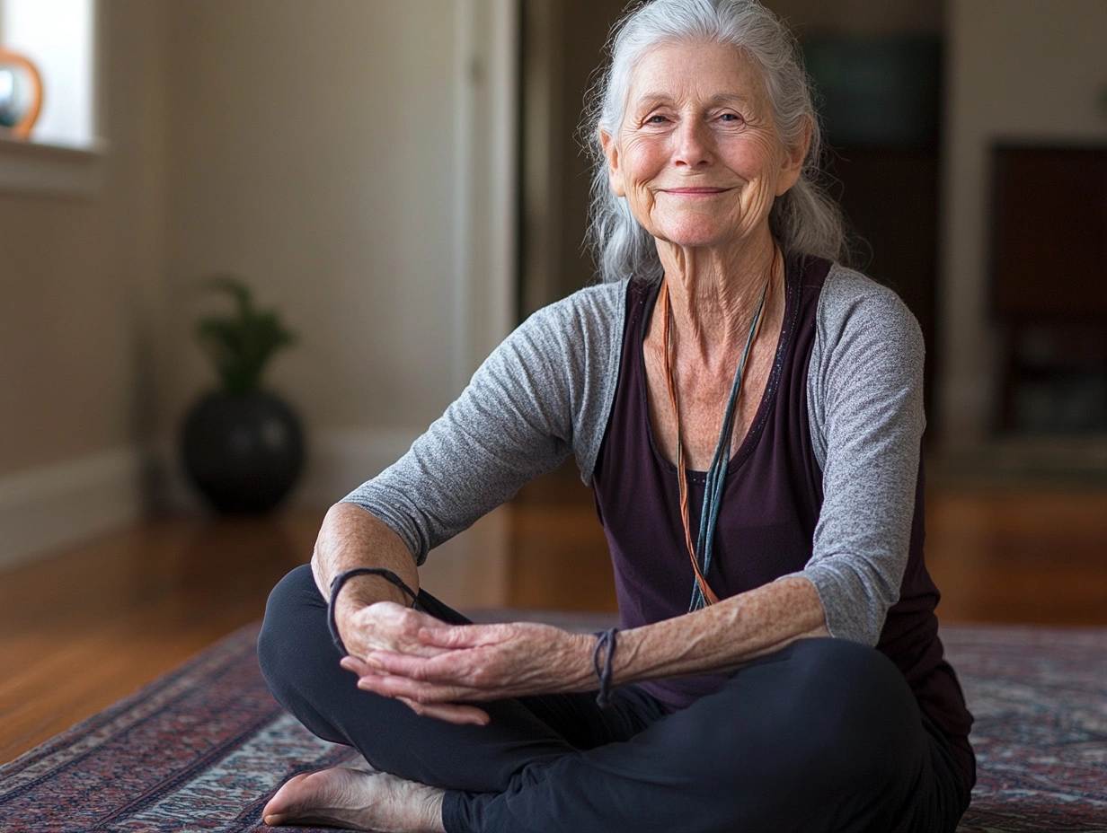 Людина старшого віку демонструє покращену гнучкість завдяки йозі