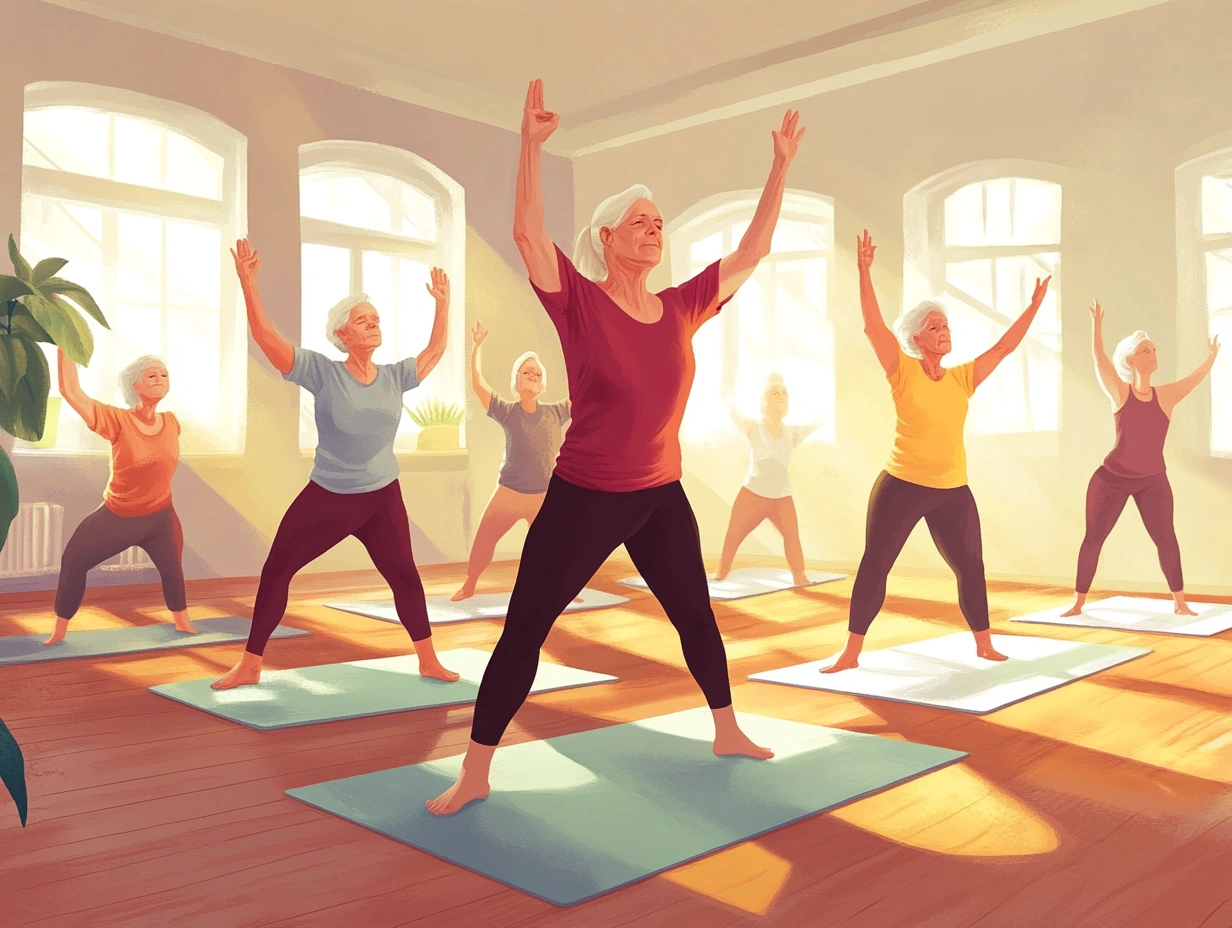 Групове заняття йогою для пенсіонерів